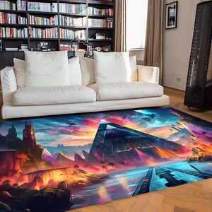 Cyberpunk Rug, Pyramid Rug, Cyberpunk Art, Cyberpunk Decor, Colorful ...