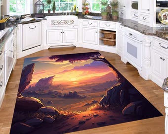 Sunset Rug, Nature Rug, Sunrise Rug, Landscape Rug, Mountain View Rug, Living Room Rugs, Colorful Rug, Cool Rugs, Decorative Rug,Printed Rug