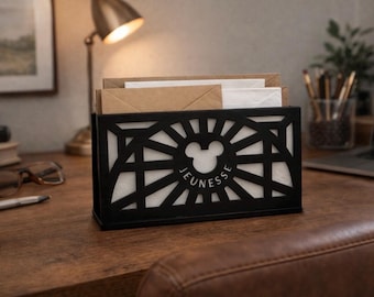 Laser Cut Letter Holder Hidden Mickey Mouse Black or White  Farmhouse Desk Organizer