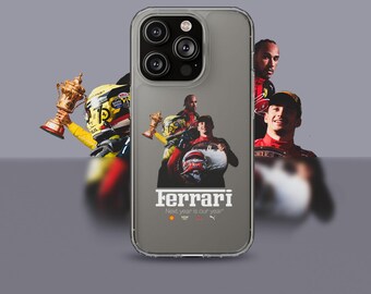 Clear Ferrari F1 2025 | Clear Phonecase | Scuderia Ferrari F1 Team | Lewis Hamilton | Charles Leclerc | For iPhone's & Fits Samsung S21 |