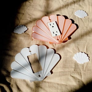 Shell Light Switch Cover – Ice Blue White Marble | Coastal 1 Gang Wall Plate for Beach House or Ocean-Inspired Decor Preppy Mermaidcore Room