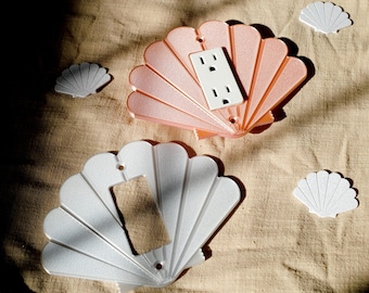 Shell Light Switch Cover – Ice Blue White Marble | Coastal 1 Gang Wall Plate for Beach House or Ocean-Inspired Decor Preppy Mermaidcore Room