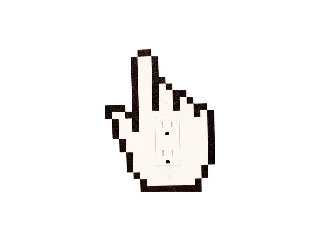 Pixel Hand Cursor Outlet Cover – 8 Bit Mouse Pointer Switch Plate ...