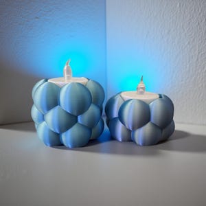 Big Bubbles LED Tealight Candle Holder Set | 3D Printed PLA+ Home Decor | Includes 2 LED Tealight Candles | Unique Decorative Accent
