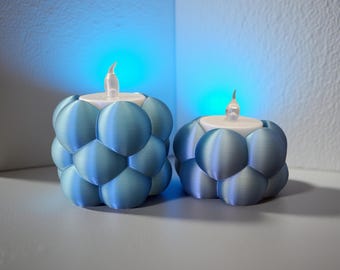 3D Printed Bubble LED Tealight Candle Holder Set: PLA+ Home Decor