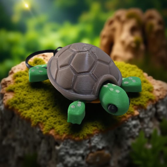 3D Printed Articulated Turtle Keychain: Playful PLA Filament Accessory