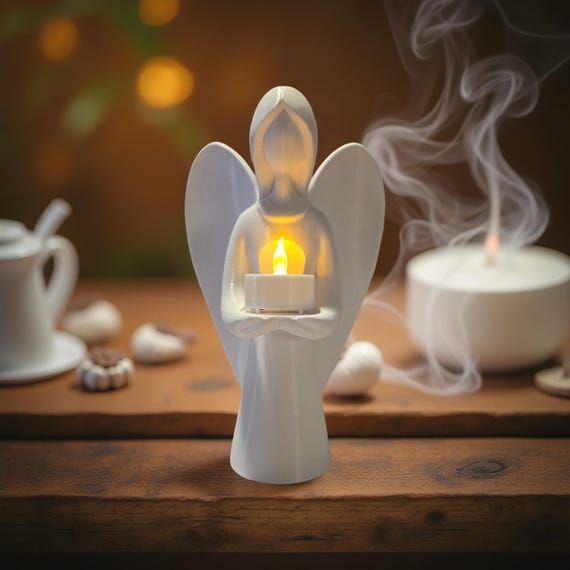 3D Printed Angel Tealight Statue | LED Tealight Included