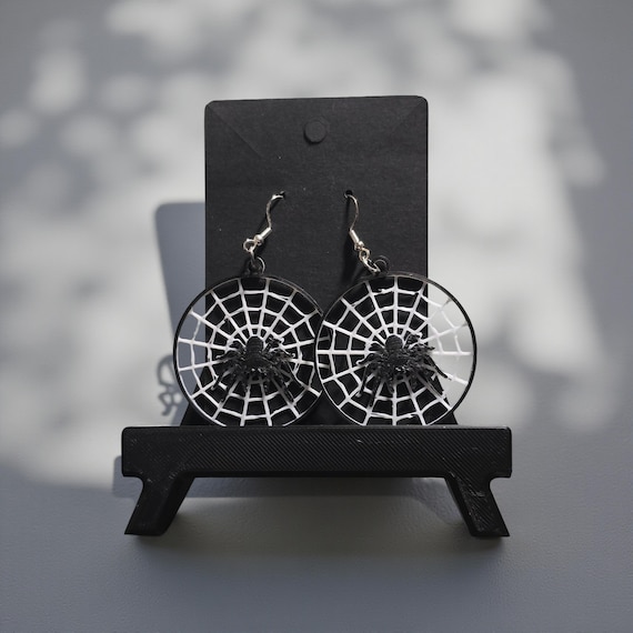 3D Printed Spider Web Earrings: Hypoallergenic Halloween Jewelry