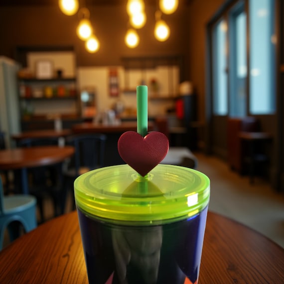 Heart Shaped Straw Topper for Coffee Shop Sized Straws (8.5mm diameter straws)