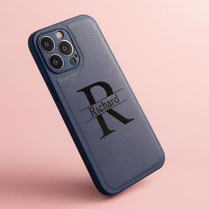 Custom Laser Engraved Leather iPhone Case – Personalized Initial Name Cover for iPhone 16 15 14 13 12 11 Pro Max Plus – Gift for Him Her