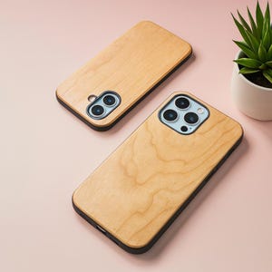 Cherry Wood iPhone 16 Pro Max Plus Case – Natural Wood Grain TPU Hybrid Cover, Magsafe Phone Case, Rustic Wooden iPhone Case