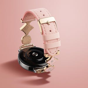 Clover Rhinestone Leather Apple Watch Band – Handmade Elegant iWatch Strap 38mm 40mm 41mm 42mm 44mm 45mm 49mm – Genuine Bling Bracelet Women
