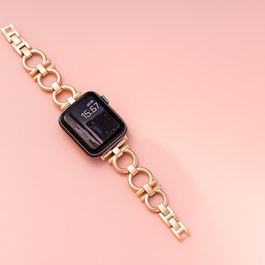 Black Luxury Metal Apple Watch Band for Women – 38mm 40mm 41mm 42mm 44mm 45mm – Elegant iWatch Bracelet Series 10 Gift for Her