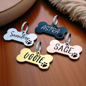 Custom Engraved Bone Dog ID Tag: Personalized Stainless Steel Pet Tag