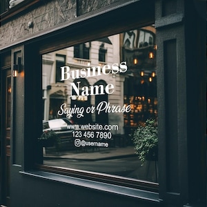 Décalcomanie de fenêtre d&#39;entreprise personnalisée - Sticker pour vitrine de magasin avec logo - Lettrage en vinyle personnalisé pour porte de magasin ou de café