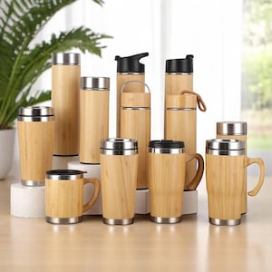 Bamboo Thermos Bottle – Insulated Travel Mug, Eco-Friendly Hot & Cold Flask, Office Coffee Tea Cup
