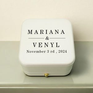 Personalized Wedding Ring Box – Custom Names & Date, Engagement Proposal Ring Holder