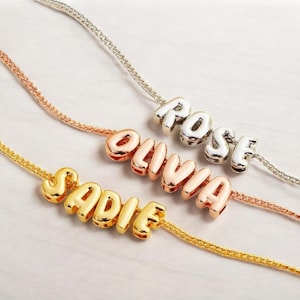 Benutzerdefinierte 3D-Blase Brief Halskette, Anfangsanhänger Name Schmuck, Muttertagsgeschenk für Mama oder Sie