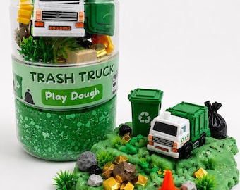 Trash truck sensory Play Dough jar