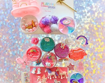 Kit de plastilina de unicornio mágico, kit de plastilina, kit de plastilina, kit sensorial para niños, regalos de fiesta para niños, plastilina de feliz cumpleaños, frascos de regalos de fiesta, pla