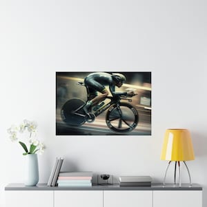 Time Trial Cyclist Poster Art Print Bike Racing Decor Cycling Wall Art Bicycle Enthusiast Sports Decor Racing Bike Art Cycling Gift Idea