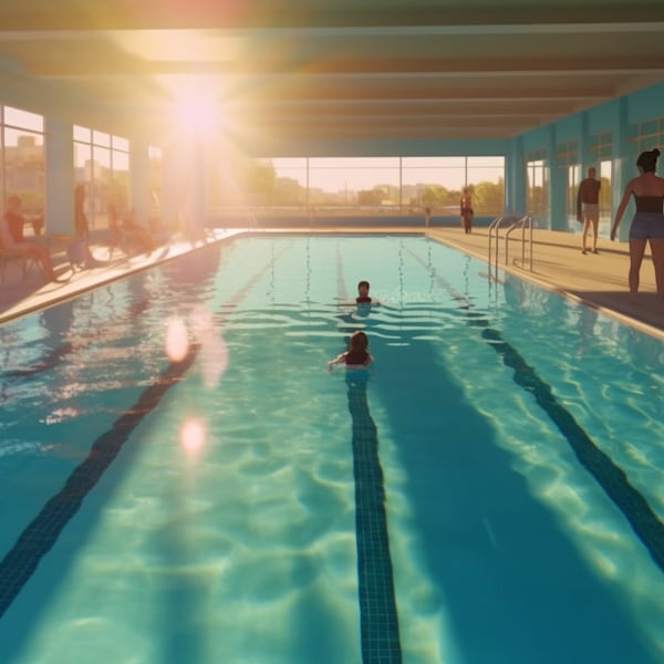 Swimmers in Lap Lane - Digital Art File for Swim Training