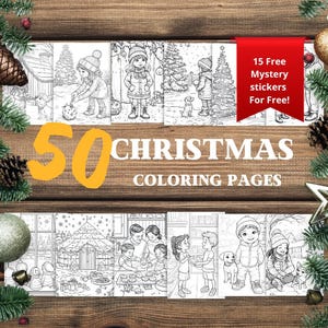 Christmas Themed Coloring Pages for childs | Cute Christmas Family | Printable Coloring Sheets | Instant Download as PDF File