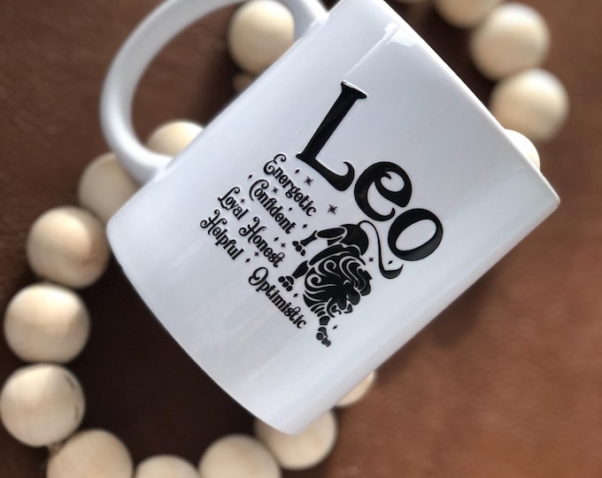 Leo Zodiac Coffee Mug Gift Set | Astrology Star Sign Mug and Teaspoon