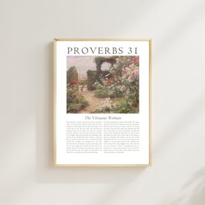 Proverbs 31 Woman, She Is Clothed With Strength & Dignity, Bible Verse Wall Art Print, Christian Printable, Vintage Christian Wall Art