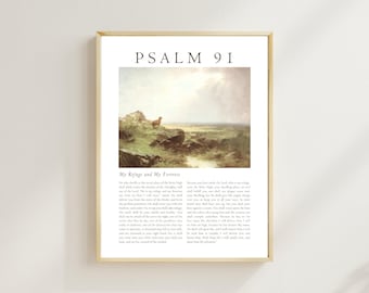 Psalm 91 Vintage Print, Christian Wall Art (Digital Download)