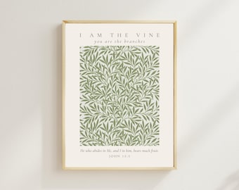 I Am The Vine You Are The Branches Printable Wall Art John 15:5 poster, Modern Scripture Art, Bible Verse Wall Art, Christian Home Decor
