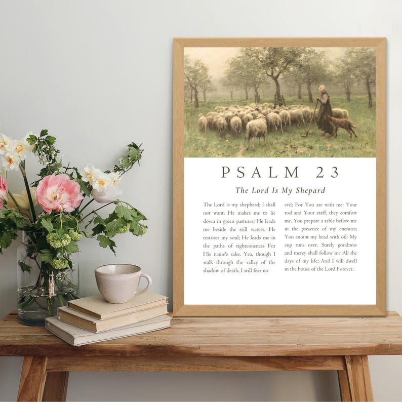 Psalm 23 Wall Art, Psalm 23 the Lord is My Shepherd Bible Verse Poster ...