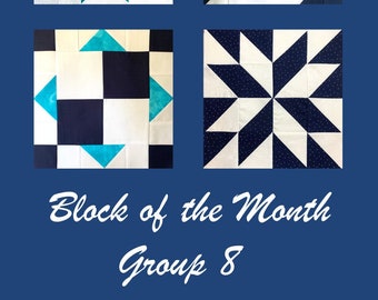 The How To Quilt Block of the Month - Group 8 with 6 Quilt Blocks- PDF Digital Download