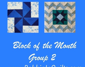 The How To Quilt Block of the Month - Group 2 with 6 Quilt Blocks- PDF Digital Download