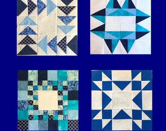 The How To Quilt Block of the Month - Group 4 with 6 Quilt Blocks- PDF Digital Download
