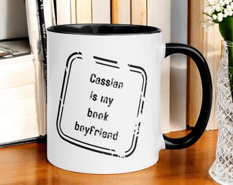 Taza Cassian es mi novio de los libros / Vasos inspirados en ACOTAR / Taza de café para amantes de la fantasía / Idea de regalo para amantes de los libros
