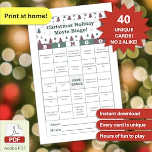 Christmas Holiday Movie Bingo Game - PDF