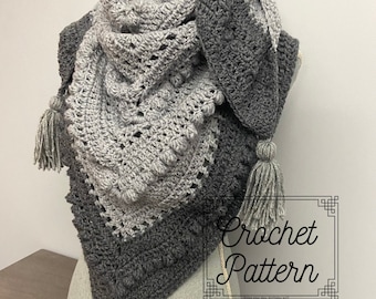 Crochet Pattern The Acorn Triangle Scarf, Shawl, Instant Download