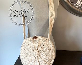 Crochet Pattern Round Shoulder Bag, Cross Body Bag