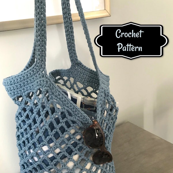 Fourre-tout de marché de modèle de crochet, sac de plage, téléchargement immédiat