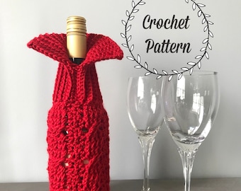 Crochet Pattern Wine Bottle Sleeve, Wine Bottle Sweater