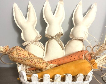 Stuffed Rustic Bunny Rabbit, Farmhouse Easter Decor