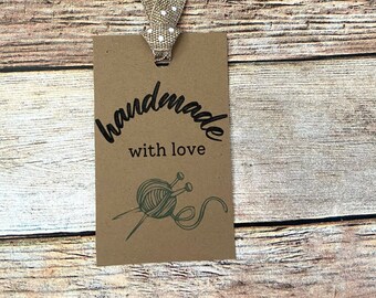 Printable Handmade with Love Knitting Tag, Digital Download