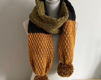 Oversized Scarf Colorblock, Hand Crocheted