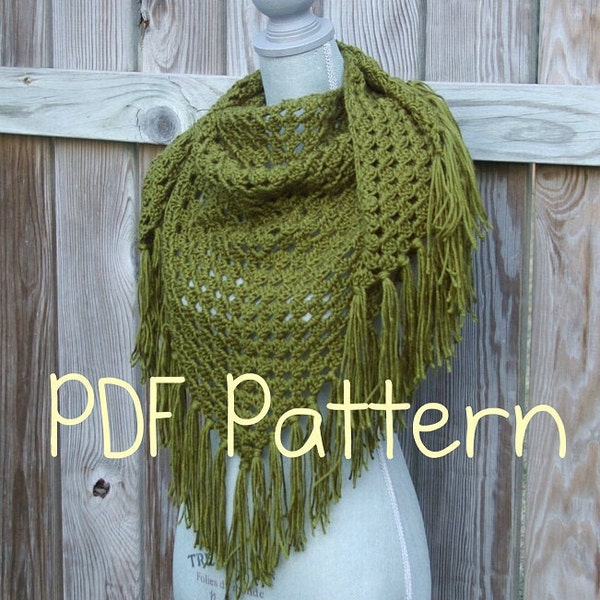 Crochet Pattern, Crochet Shawl Pattern, Triangle Scarf Pattern, Instant Download PDF