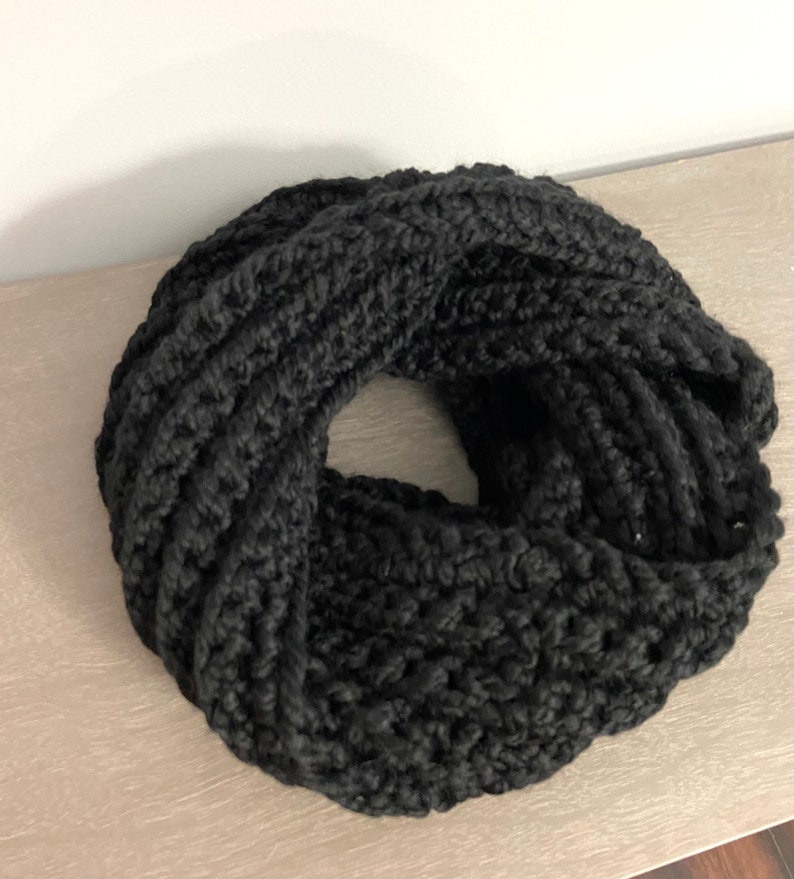 Crochet Snood, Black Cowl, Wednesday Inspired image 5