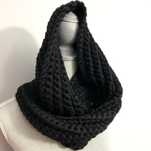 Crochet Snood, Black Cowl, Wednesday Inspired image 2