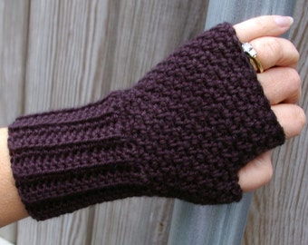Crochet Fingerless Gloves, Arm Warmers, Driving Gloves, Texting Gloves in Black