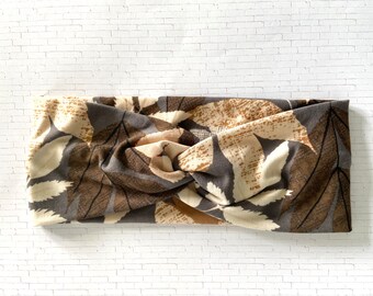 Twist Headband in Brown and Gray, Stretchy Fit