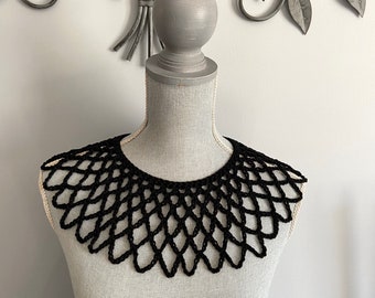 Lace Collar in Black, Ruth Bader Ginsburg Inspired Crochet Collar